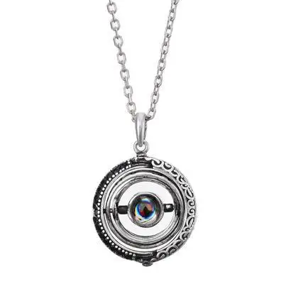 Openable Astronomical Ball Projection Rotating Necklace 100 Language I Love You Pendant Necklace for Women Men Chocker