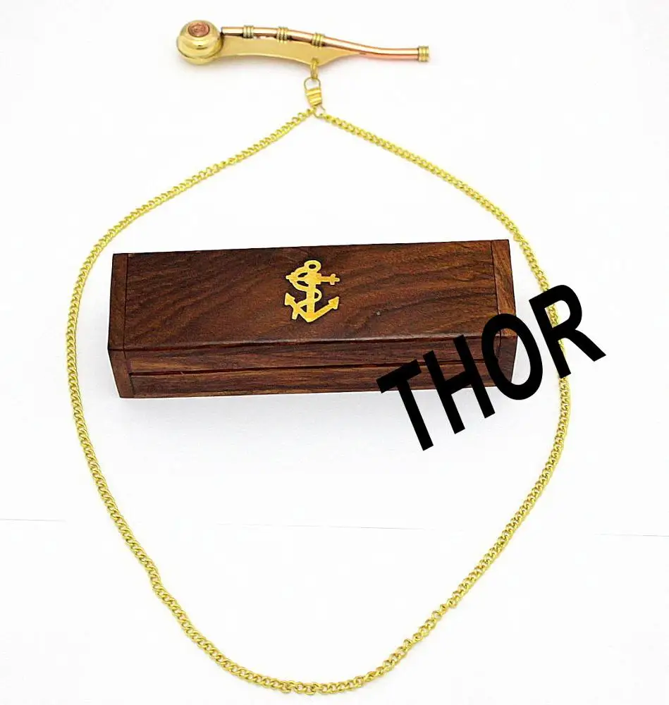Nautical Maritime Brass Copper Boatswain Whistle Bosun Call Pipe With