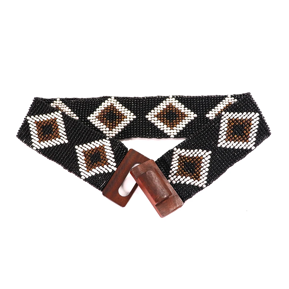 连衣裙彩色串珠腰带图案女士串珠腰带