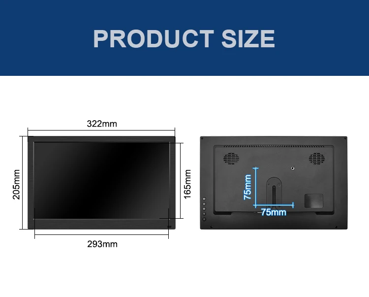 13.3 Inch LCD Display Computer Monitor Plastic Case LED Backlight 12V DC Input Wall Mount Desktop Industrial Monitor