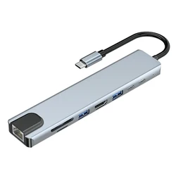 8 в 1 док-станции 4K HD Ethernet TF карты SD USB 3,0 типа C для RJ45 8 портов USB HUB для macbook адаптер