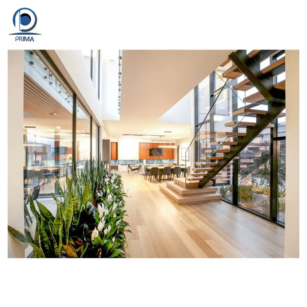 Prima Stairs Modern Central Middle Design Stainless Handrail Steel Staircase Railing Price Stairs