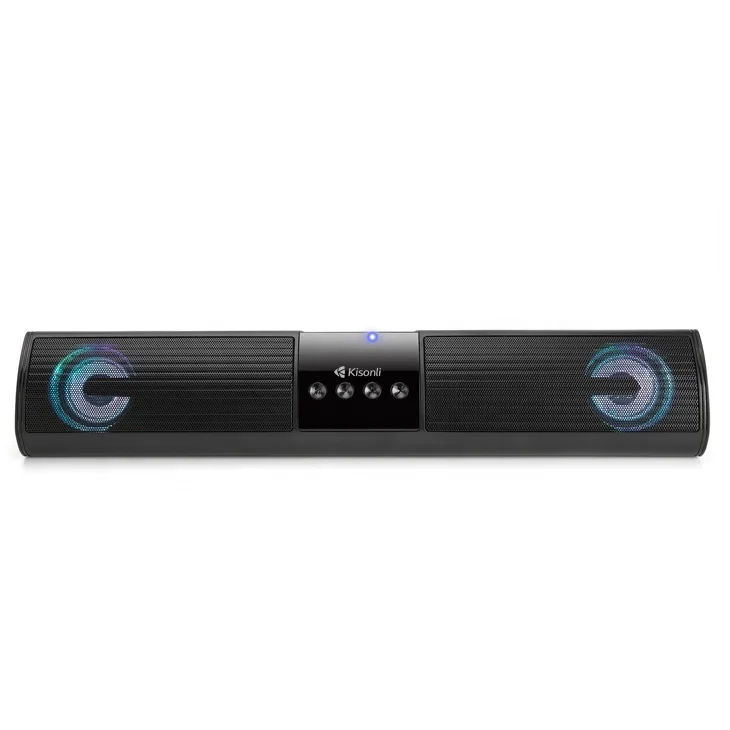 Kisonli Sound System LED  Light Support USB Flash Portable Wireless Soundbar Speaker