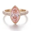Bague en or 14 carats massif avec diamant de laboratoire