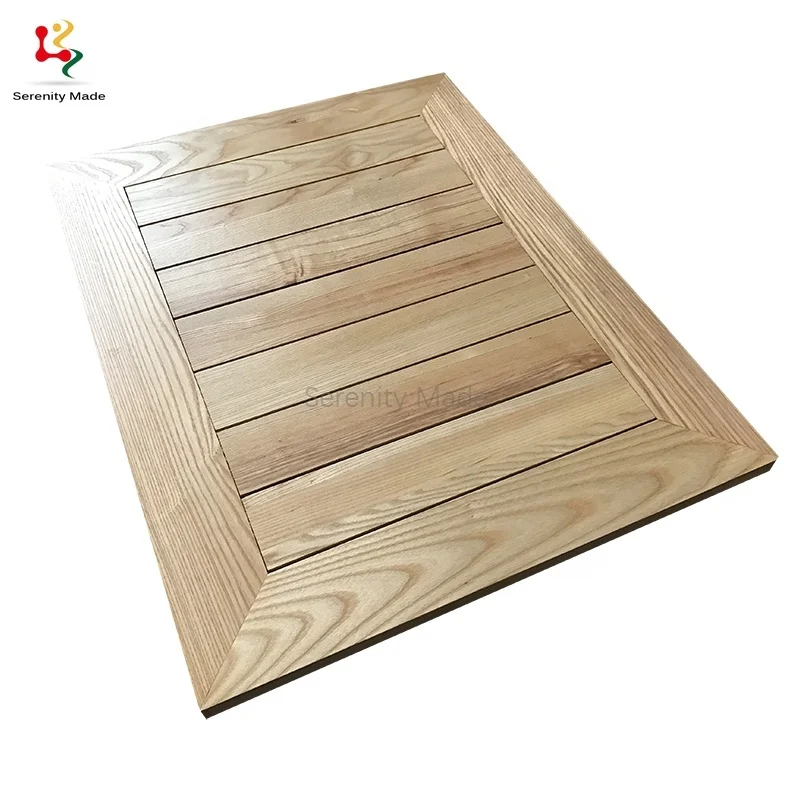 Restaurant Outdoor Teak Slat Square Table Natural Wood Round Dining Table Top