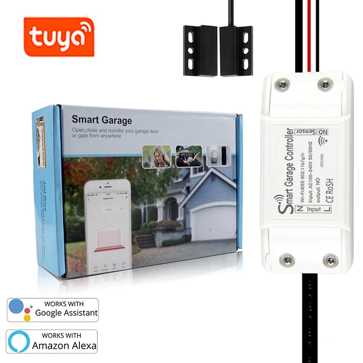 Wifi Tuya APP Remote Control Smart Garage Door Opener Compatible with Alexa  Google Home IFTTT