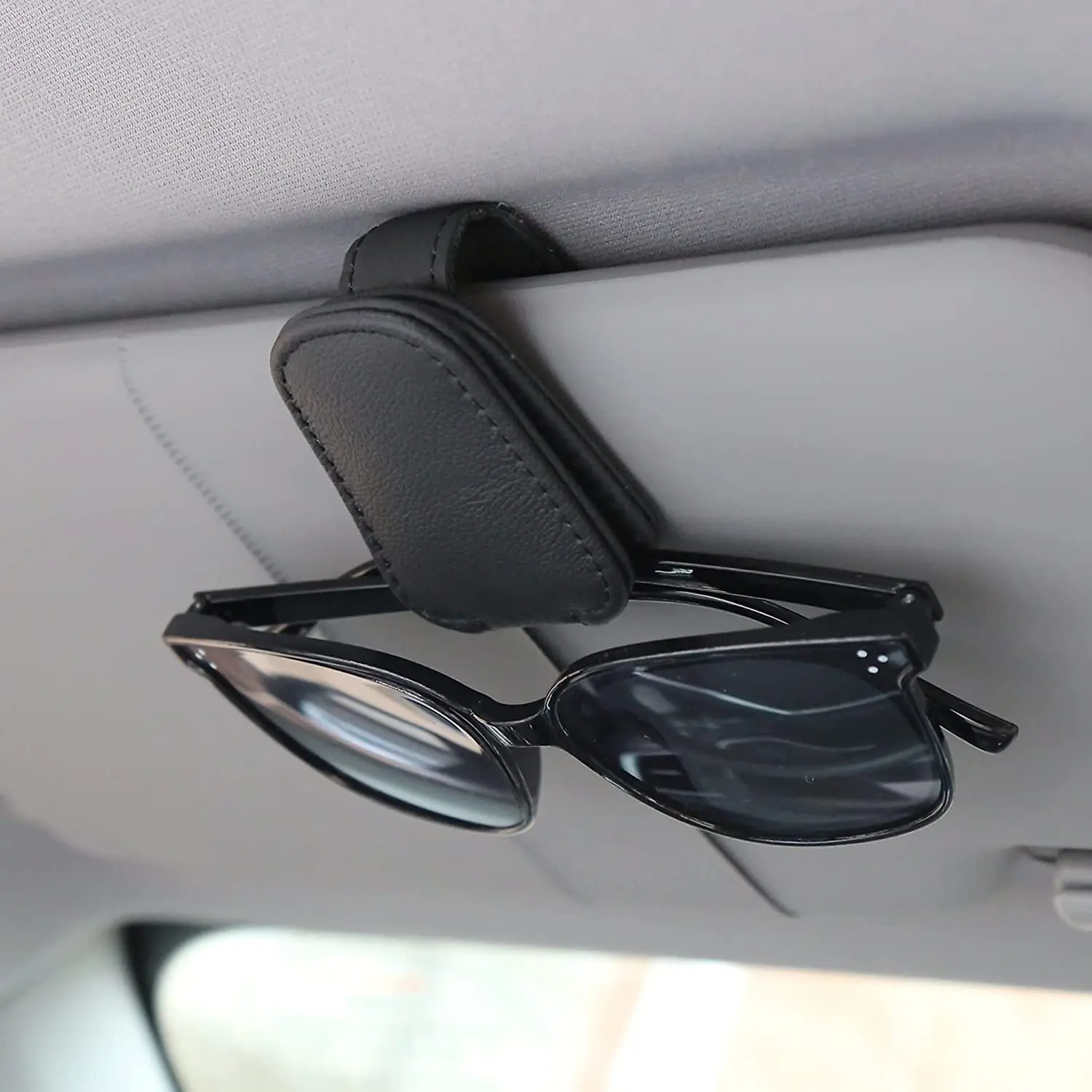 Sunglasses Holders For Car Sun Visor Leather Glasses Eyeglass