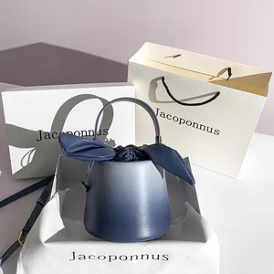 2026 New Arrival Gradient Blue High Quality PU Leather Luxury Bucket Bag for Women Hot Designer Summer Fashion Style