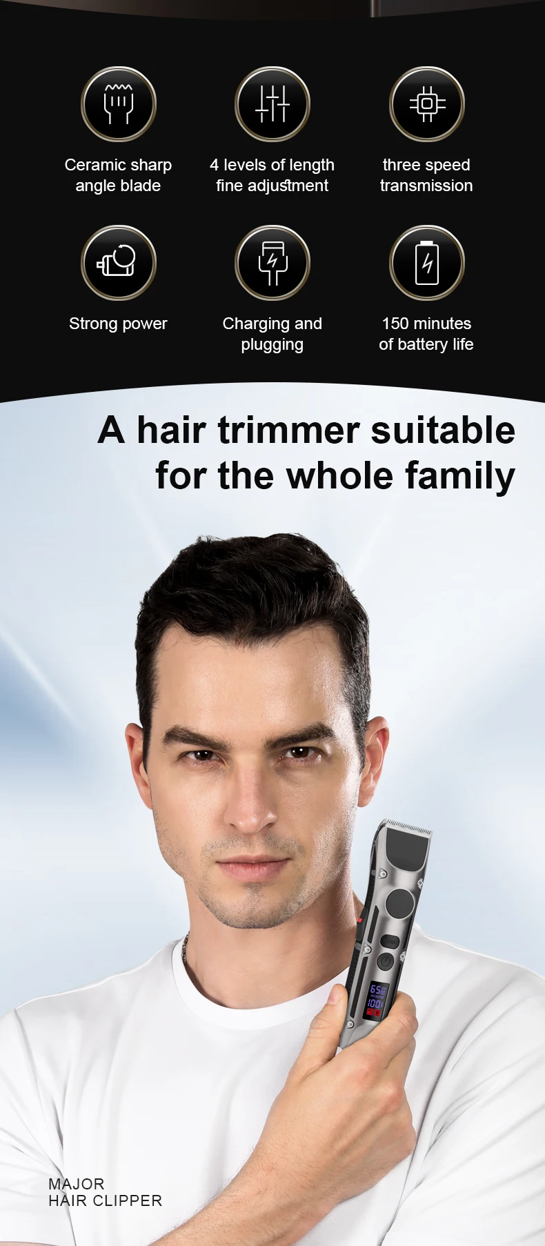 Xiaomi-Youpin Clipper de cabelo profissional para homens,