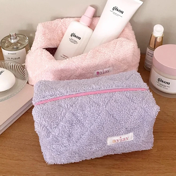 Hot Sale Eco Friendly Terry Towel Cloth Makeup Pouch Women Light Pink Quilted  Cosmetic Bag - Buy Hot Sale Eco Friendly Terry Towel Cloth Makeup Pouch  Women Light Pink Quilted Cosmetic Bag Product on