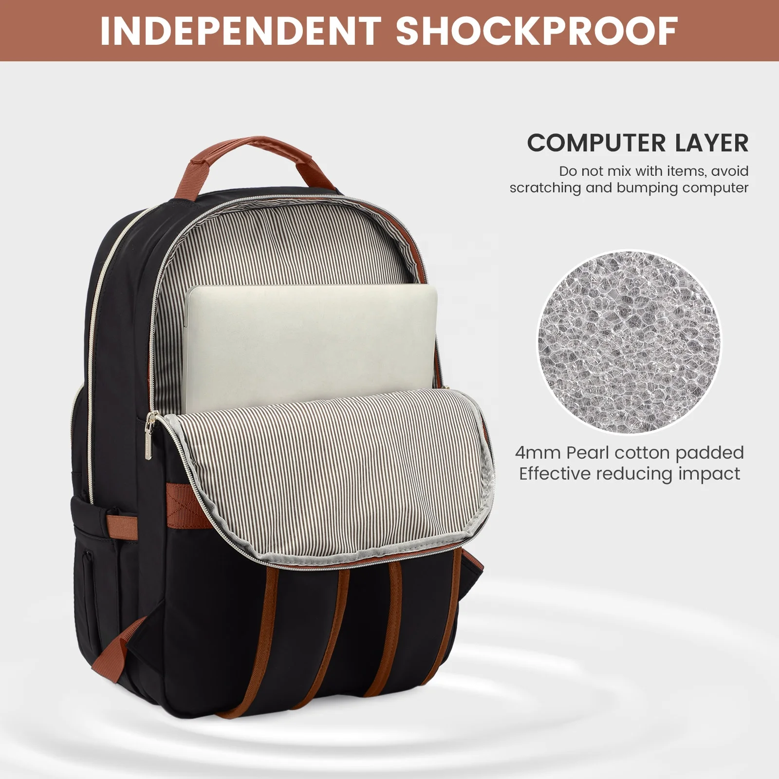 LOVEVOOK Luxury Nylon Waterproof Laptop Backpack for Women, 15.6-17 Inch  College Bookbag, Travel & Business Use
