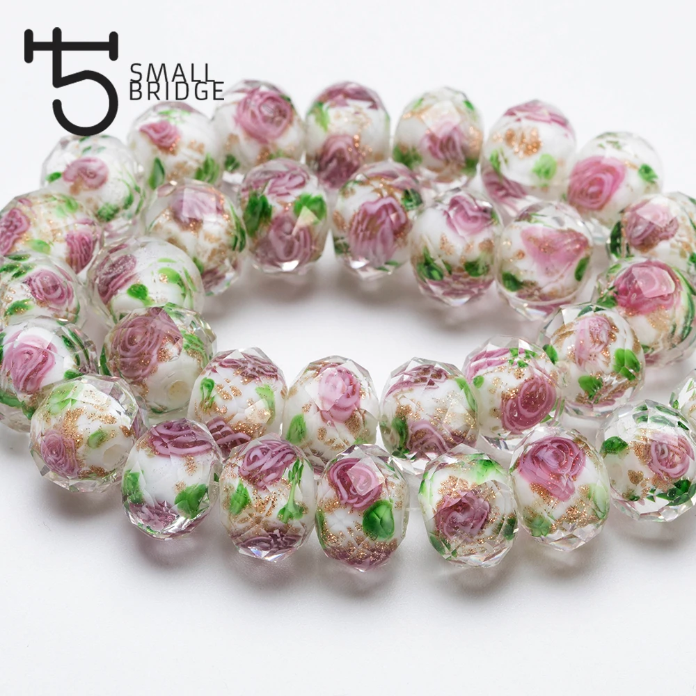 12mm Multicolor Murano Faceted Glass Lampwork Beads for Jewelry Making Diy Beads Flower Transparent Round Beads factory