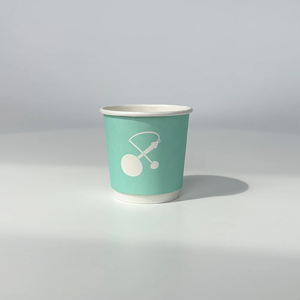 Factory Supply Small Size 4oz Custom logo Green Color  Hot Coffee Carton Paper Cup with PS Lid