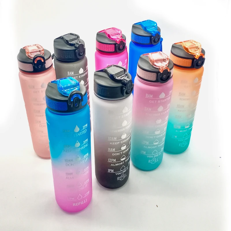 Promotional Plastic and Silicone 32oz/1000ml Leakproof BPA Free Water Bottle Gym Outdoor Sports Custom with
