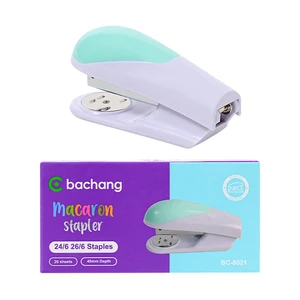 Macaron Color Heavy-Duty Mini Metal Stapler Manual Power Plastic Household Stapler for Students Office Use Wholesale Stationery