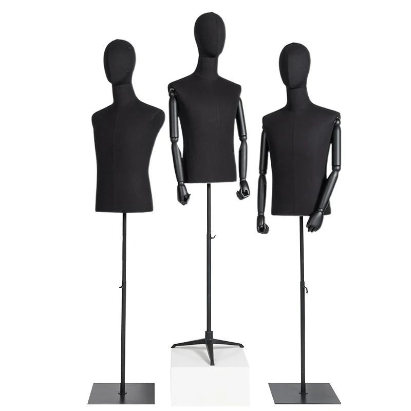 Fashion Black Color Male Display Mannequins Cheap Half Body Mannequin