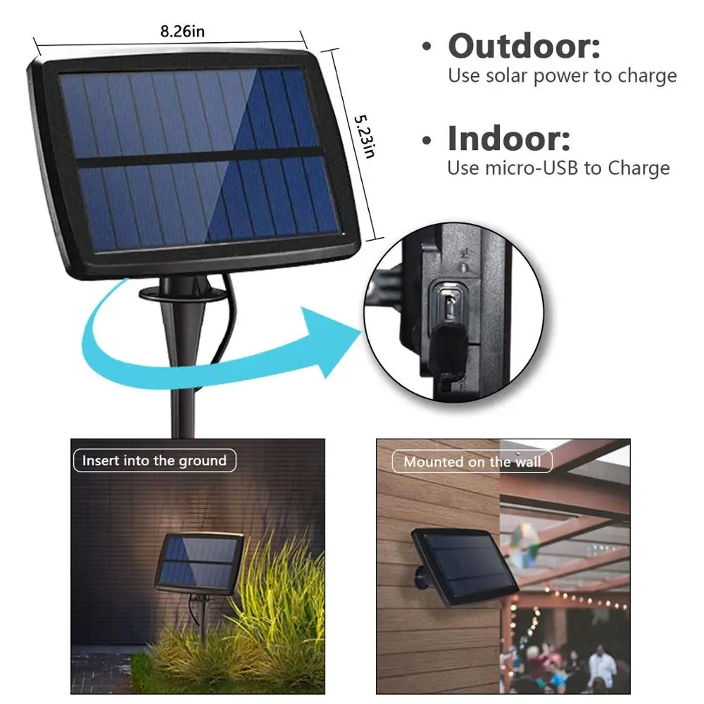 
Гирлянда G40 на солнечной батарее, 27 светодиодов, комнатное и уличное освещение для сада, внутреннего дворика, бистро, кафе 