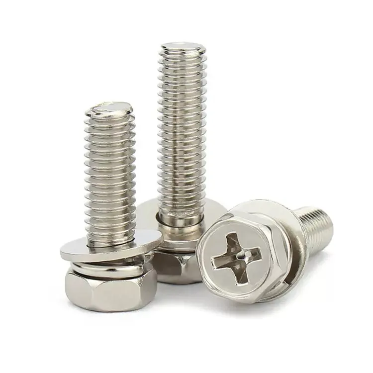 Zinc Plated Cross Recessed Hex Bolt with Spring Lock Washer