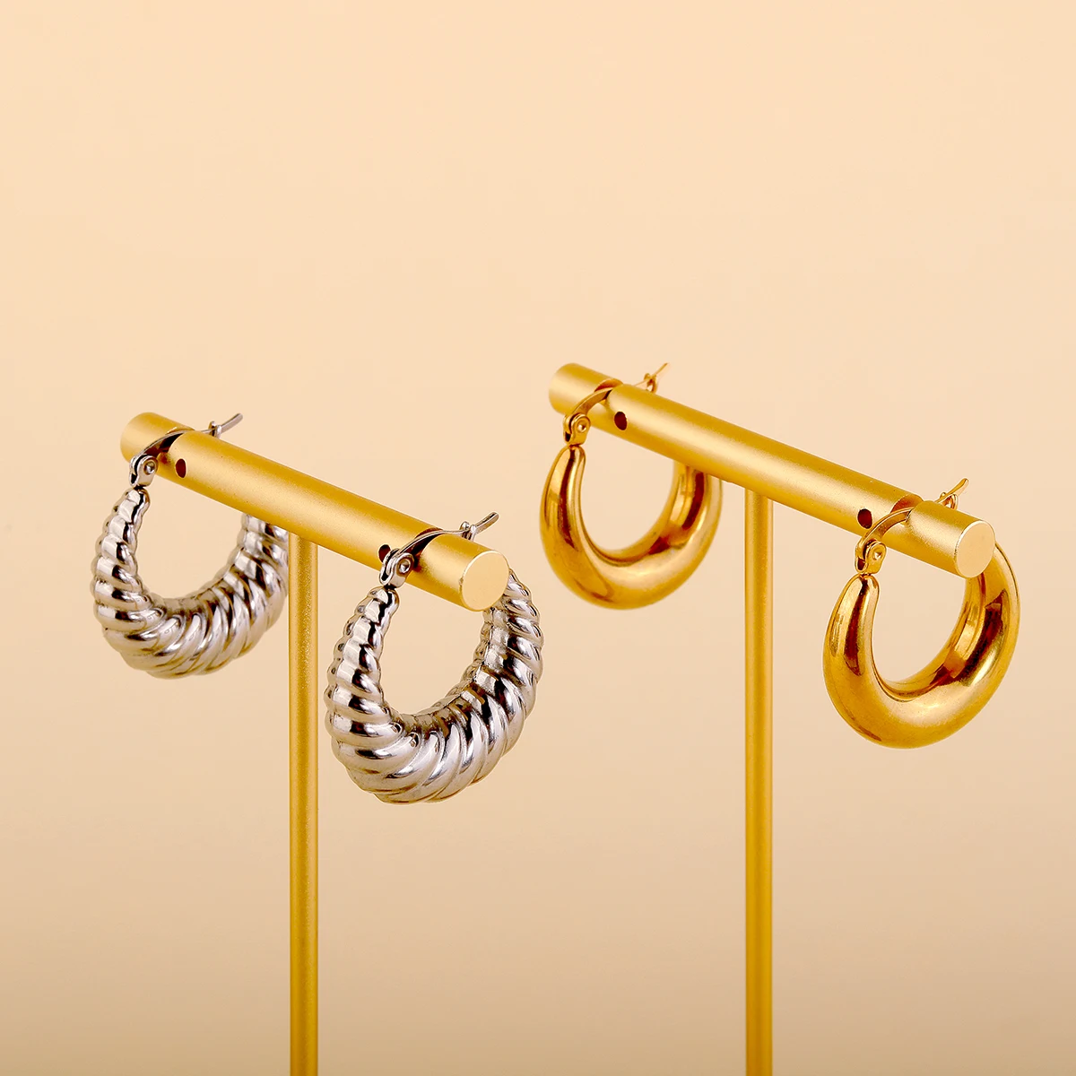 Tarnish Free Waterproof Mejuri Crossiant Earrings Jewelry 18k Gold