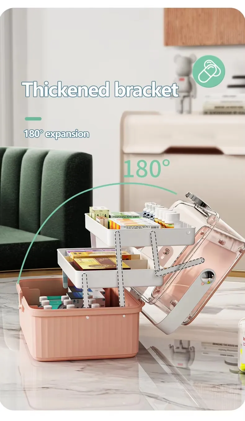 Large-Capacity 3-Layer Portable First Aid Storage Box Multi-Functional Plastic Bin at Factory Price supplier