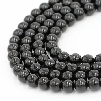 2022 Wholesale Natural Stone Black Tourmaline Bead Strand Loose Gemstone Beads For Jewelry Making