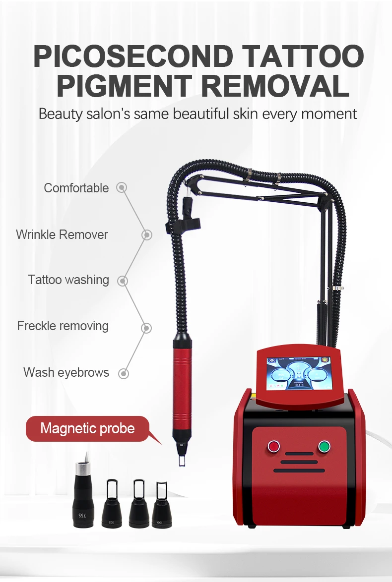 Professional Picosecond Laser Tattoo Removal Machine 7 Discover a professional picosecond laser tattoo removal machine designed for clinics and med spas. Featuring 1064nm, 532nm, and 755nm wavelengths for advanced pigmentation and tattoo removal treatments. Professional Picosecond Laser Tattoo Removal Machine