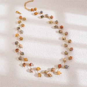 Designer Adjustable Stainless Steel Women's Necklace Unique Tiger Eye Birth Stone Non-Tarnish Gold Plated Fashion Power Necklace
