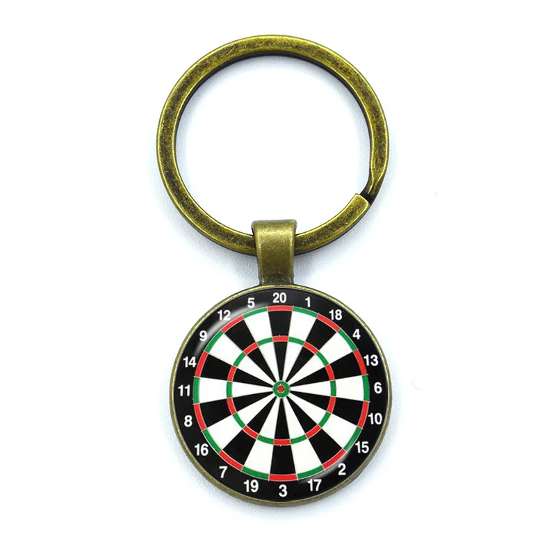 Fanhua Keychain Custom Blank Logo Dart Board Keyring Dart Disk Epoxy Sticker Dome Round Shaped Metal Keychain