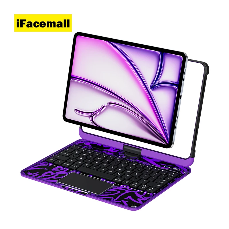 Ifacemall 360 Transparent Pink Magic Keyboard Case for Ipad Pro