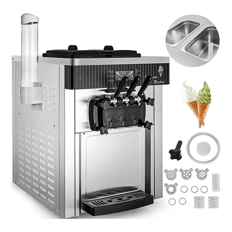 1200W Commercial Slushy Ice Cream Machine Suitable for Dessert Shop 18L Stainless Steel Soft Serve Ice Cream Maker with LED Display Screen Smoothie Frozen Drink Maker 