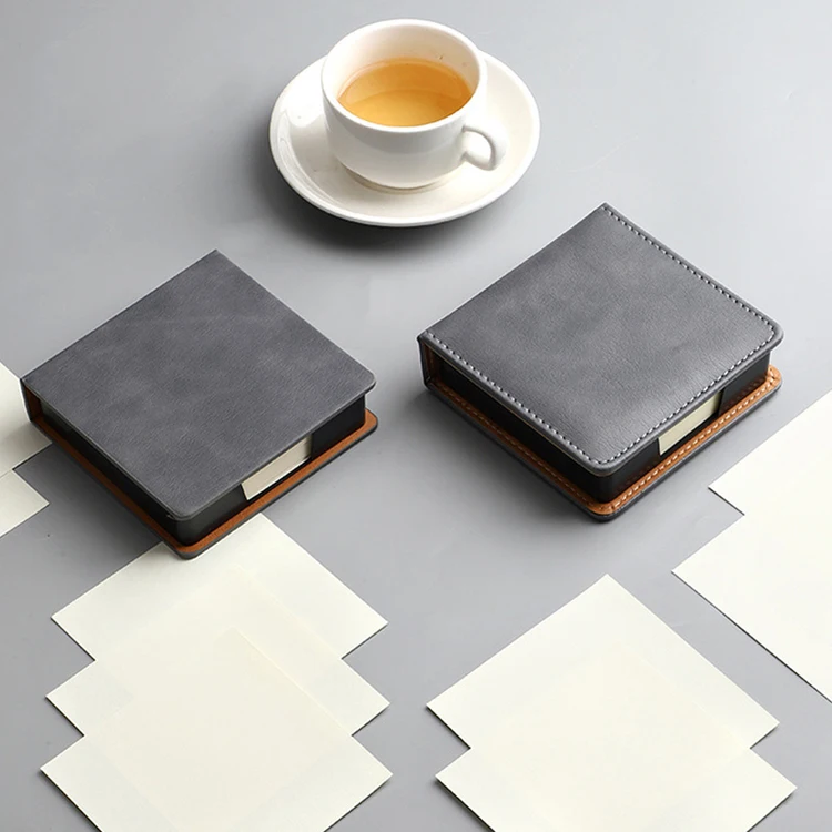 Factory Supply Creative Leather Box Pad With Custom Logo Business Office Notepad Sticky Notes Clipboard