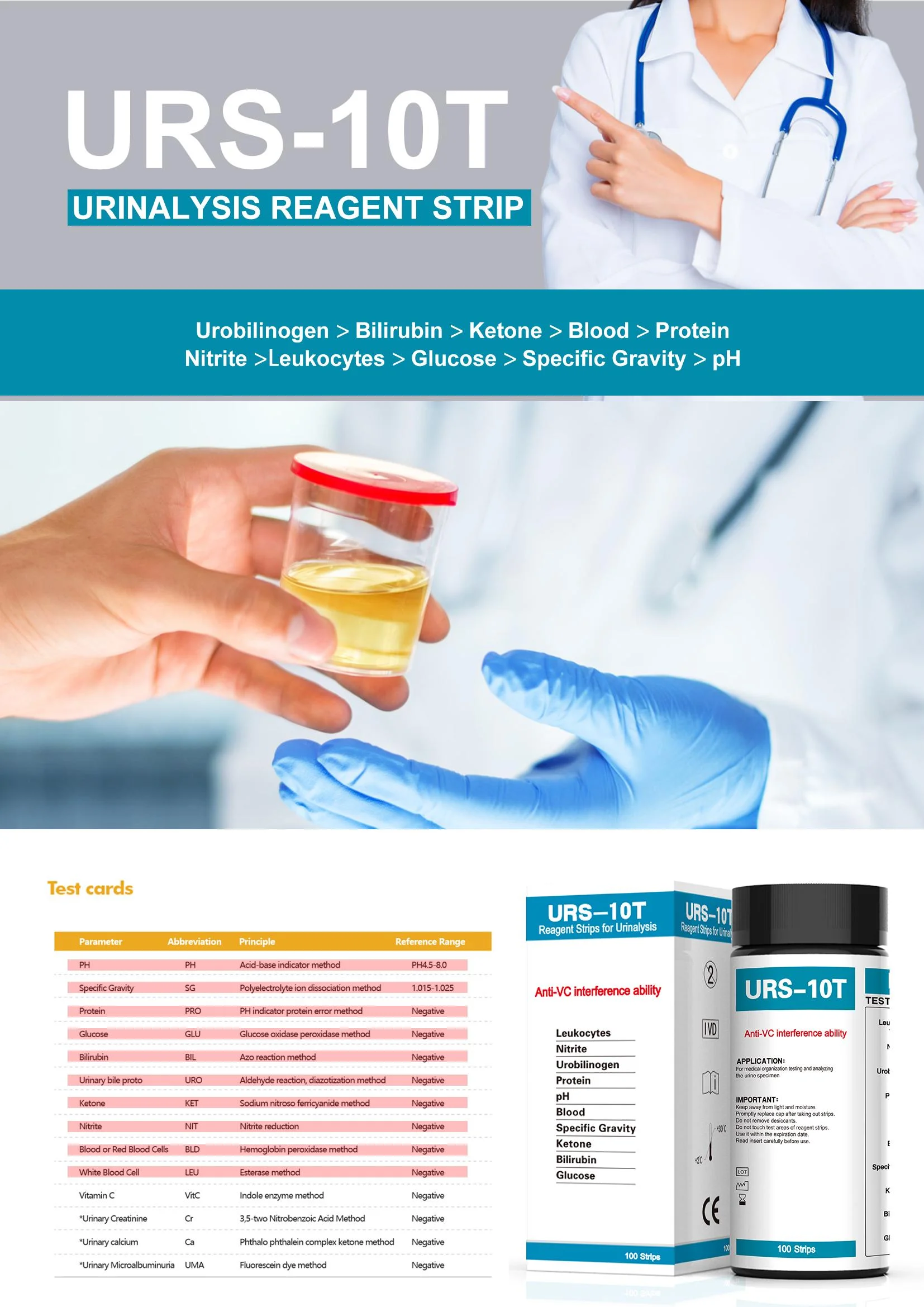 10 Parameters Urine Test Kit Urine Analyzer Machine Use Buy Urine Strip Test Ketone Testing