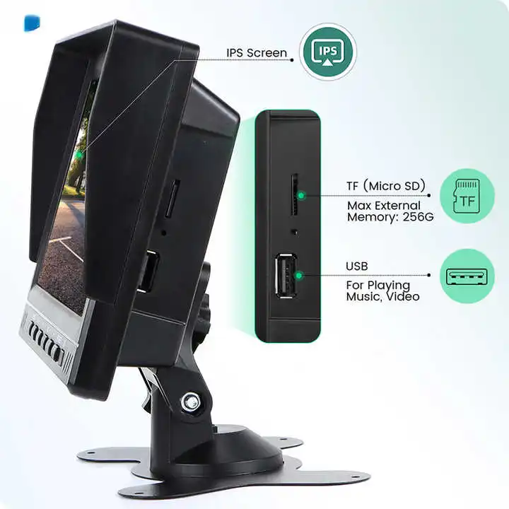 Forklift AI Camera Detection With 4 Cameras 7 Inch Monitor Outside Voice Alarm Backup 720P AHD BSD AI Camera for Forklift Truck