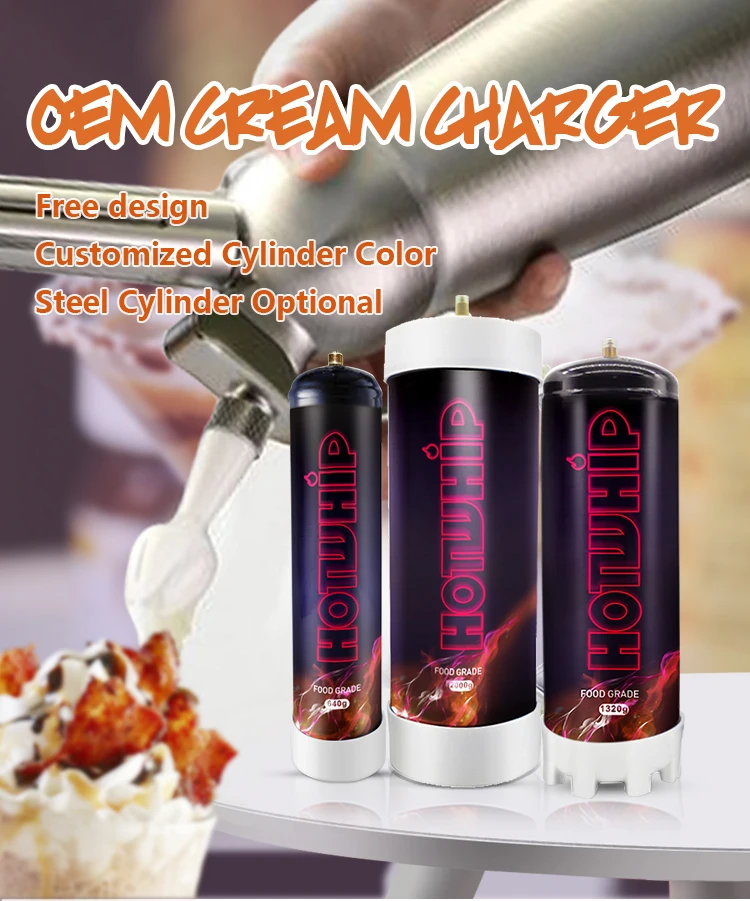 Hotwhip Whipped Cream Charger 0.95l Tank Aluminum Cylinder Gas 640g