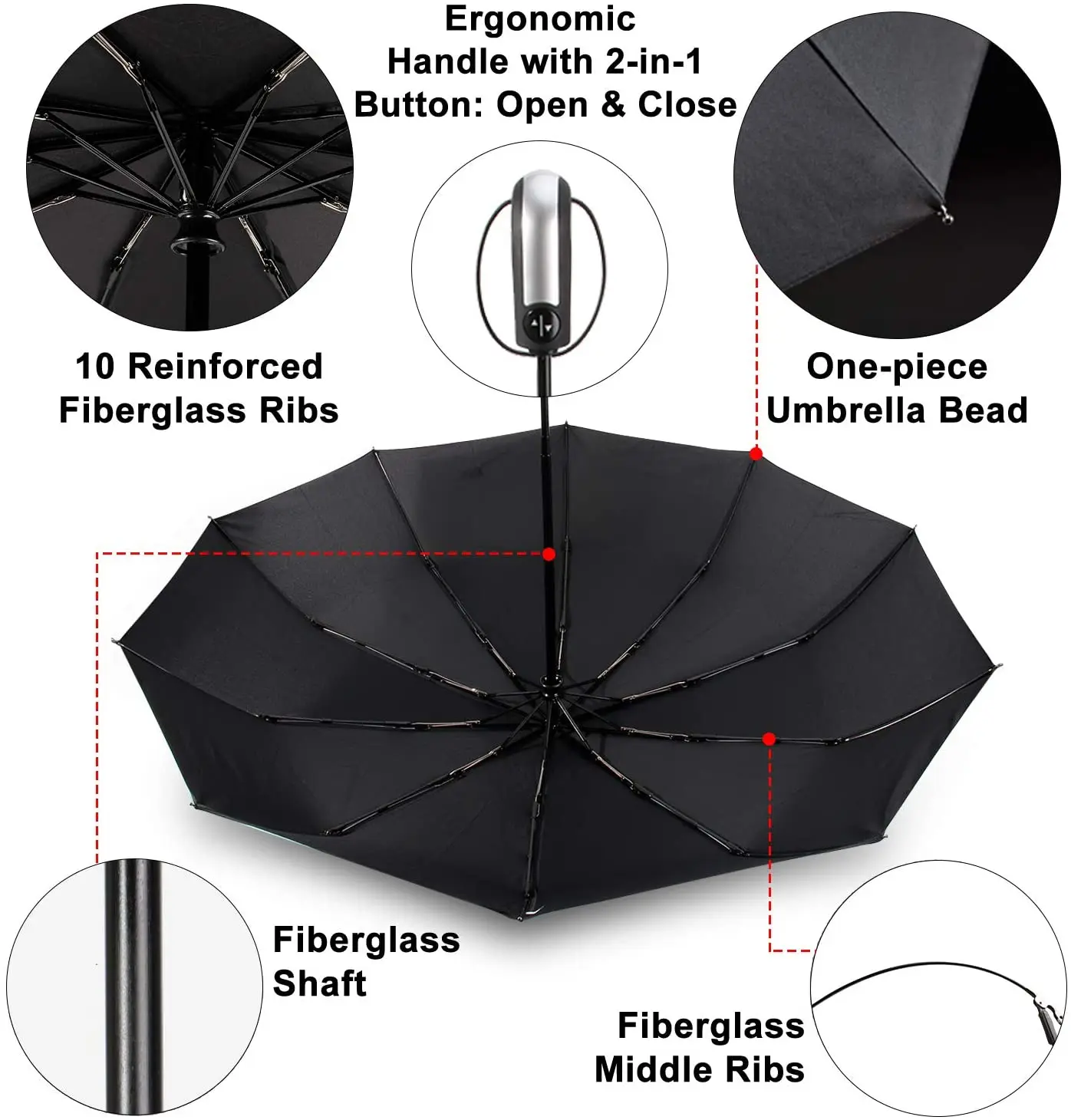 Full Automatic 9 Ribs 3 Fold Compact Multi Color Foldable Compact  Promotional Gift Travel Customize Logo Umbrella Windproof OEM