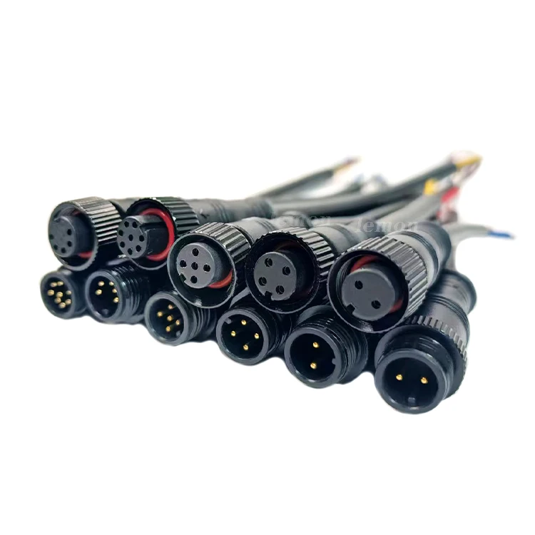 M12 Outdoor led lighting waterproof connector cable standard circular 2 pin connector