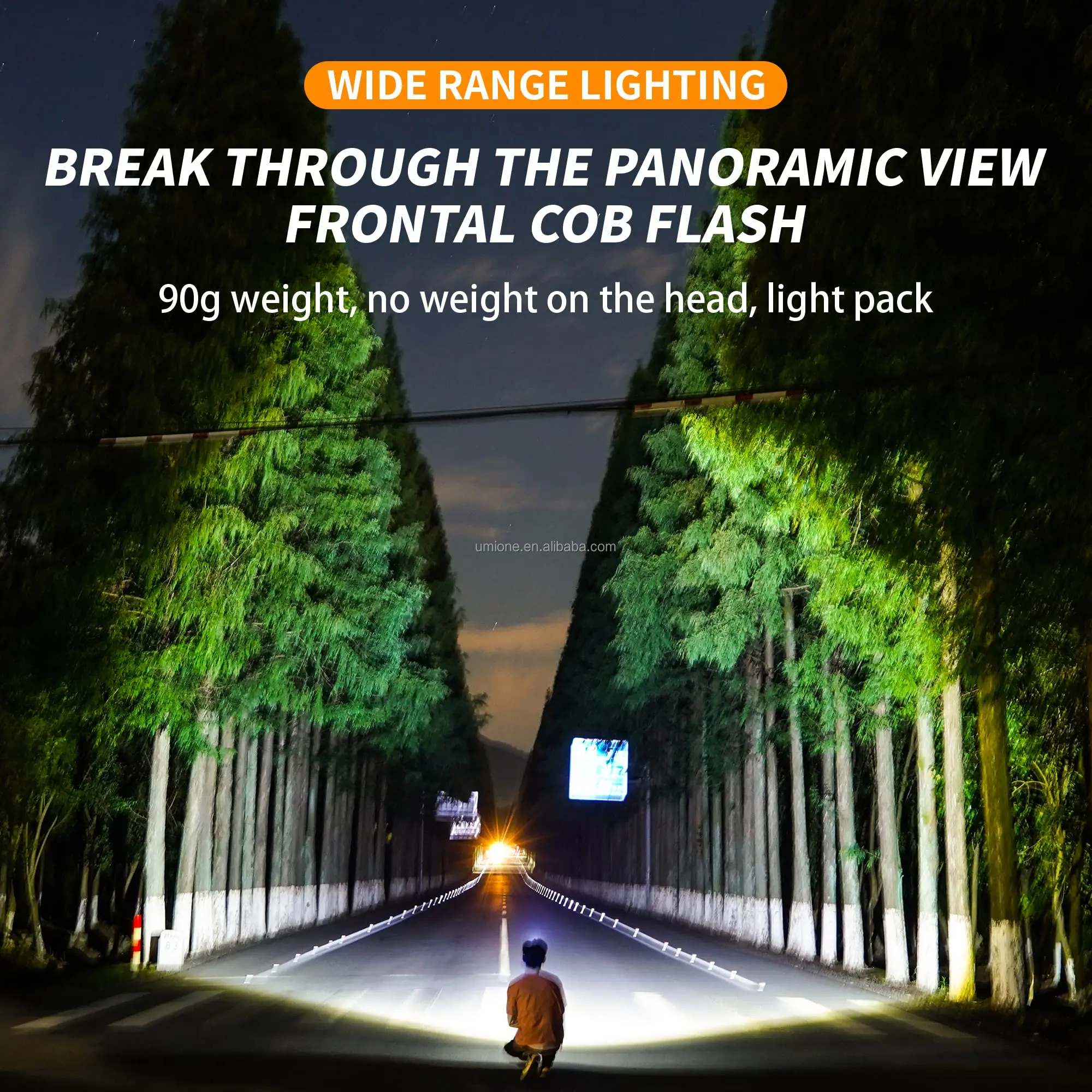 Umione Super Bright Large Cob Floodlight Led Headlamp With Tail Warning