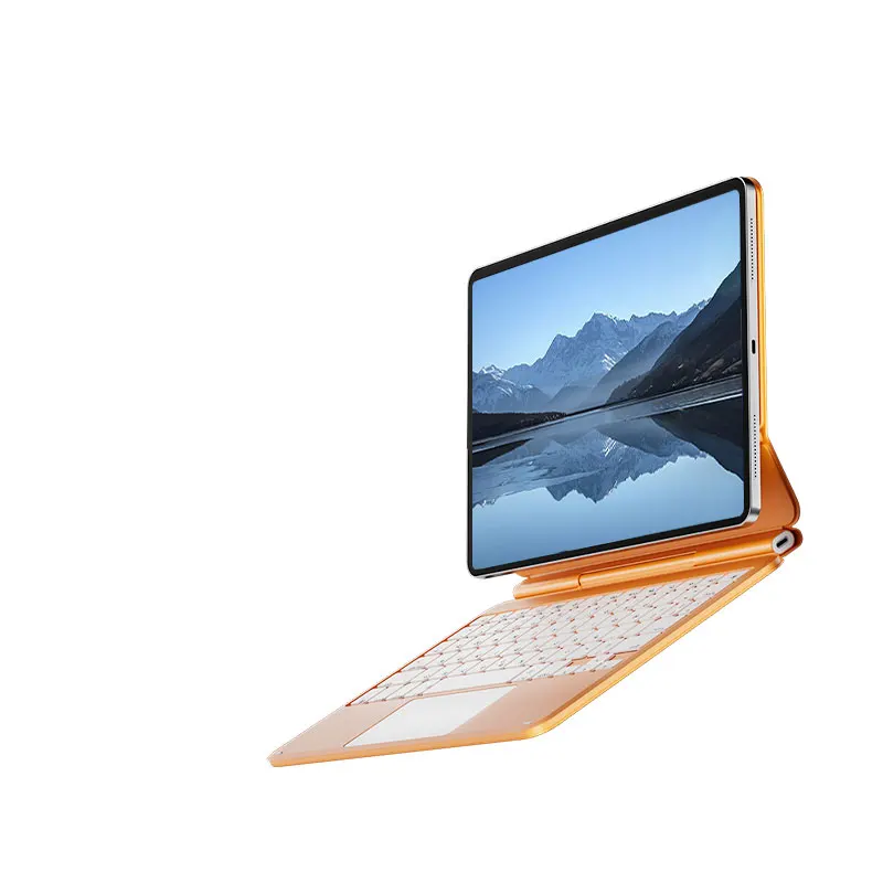 QWERTY Layout Aluminum BT Wireless Magnetic Keyboard Case with Glass Trackpad and Backlit for iPad Air 10.9
