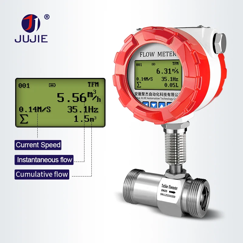 Water Flow  Meter Turbine Flow Meter with LCD Display High Accuracy Digital for Diesel Fuel