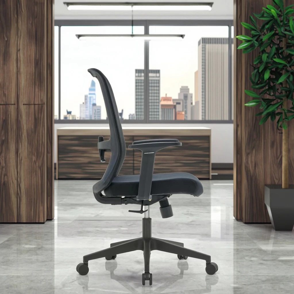Business Computer Desk Chair with Flexible T-Fixed Armrests Ergonomic Lumbar Support Breathable Mesh High Back 6