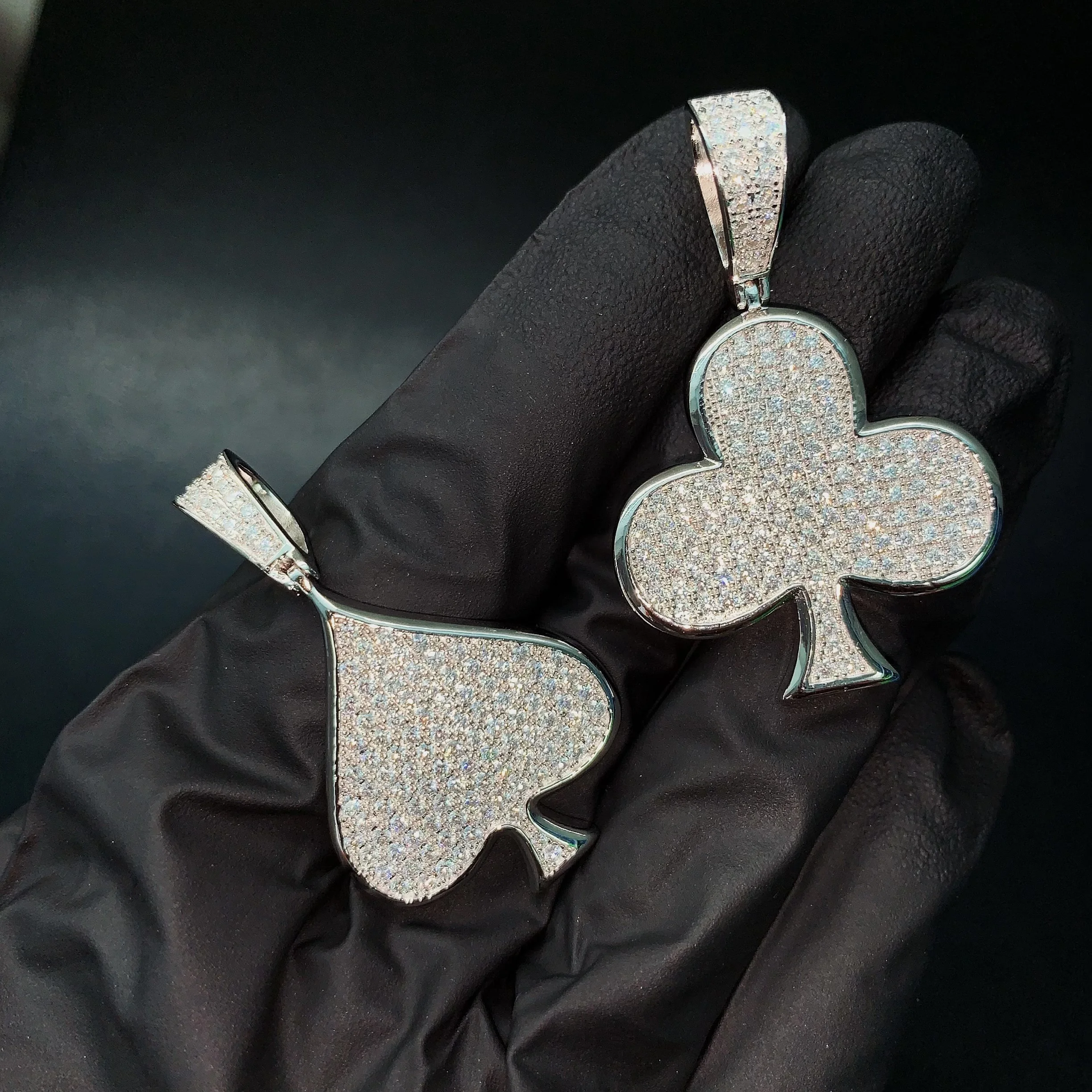 Fortune Lucky Charm Spade Pendant Iced Out Jewelry