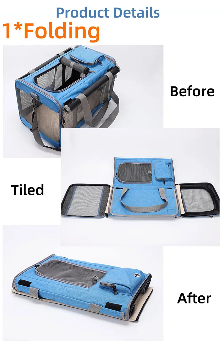 Airline Approved Folding Outdoor Portable Removable Collapsible Steel Frame Travel Cat Dog Carrier Crate Kennel Animal Cage