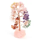 Crystal Quartz Natural Healing Gemstone Crystal Rose Quartz Based Bonsai 7 Chakra Mini Fortune Money Tree For Good Luck For Decoration Gifts