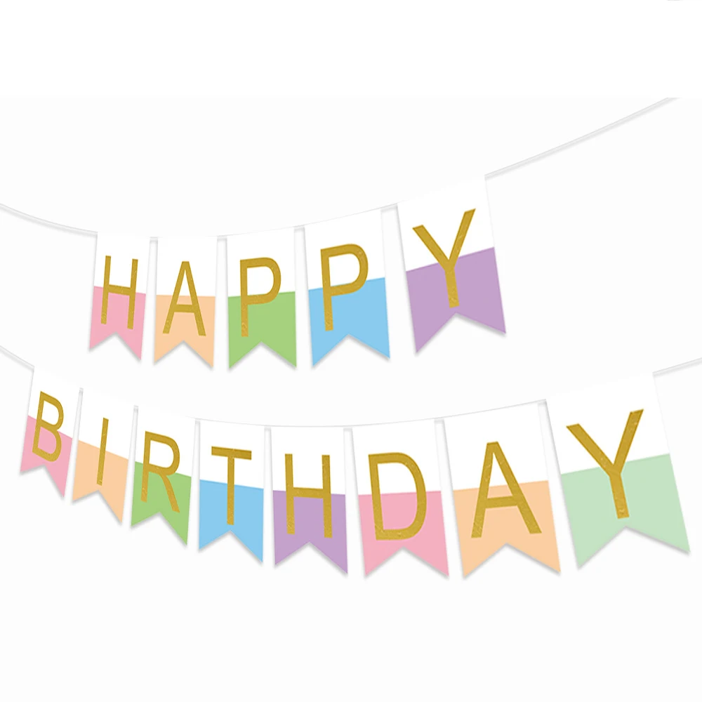 pastel-macaron colorful happy birthday banner for