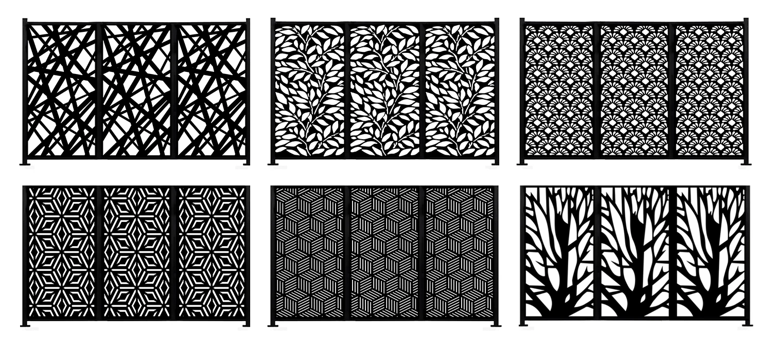 Privacy Fence Aluminum Black No Dig Horizontal Slat Aluminum Fence