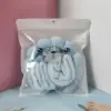 Sky blue-velvet hair tie 6-piece set-zipper bag