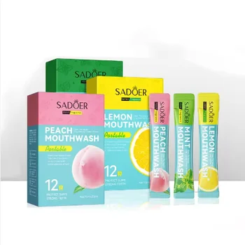 10ML*20PCS SADOER Mint Lemon Peach Mouthwash Portable Mouth Wash Liquid for Oral Care