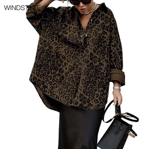 Autumn Fashion Vintage Leopard-Print Satin Casual Jacket with Lover-Sleeve Breathable and Cotton-Filled Button Decoration