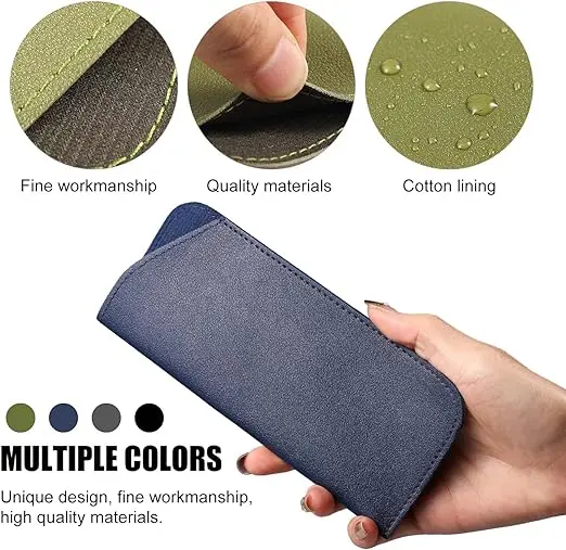 Wholesale Luxury PU Sunglasses Pouch Leather Glasses Case Fashion Custom Logo Sun Glass Bag details