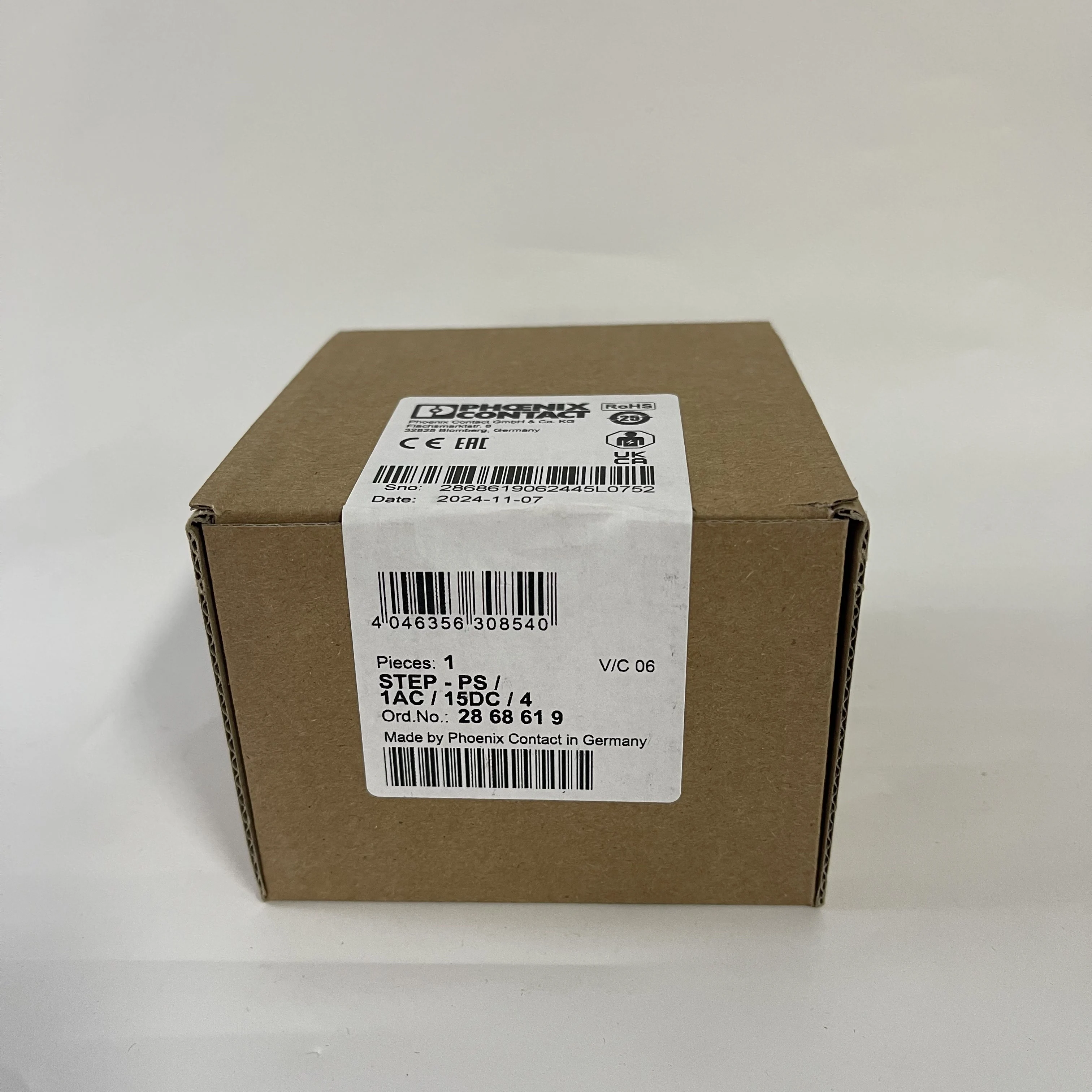 PHOENIX CONTACT Power Supply STEP-PS/1AC/15DC/4 2868619